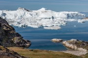 icebergs seen  from Sermermiut