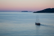 a gullet cruising the Mediterranean in the early morning