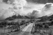 the old wooden bridge entering the Eastern sector of Torres del Paine